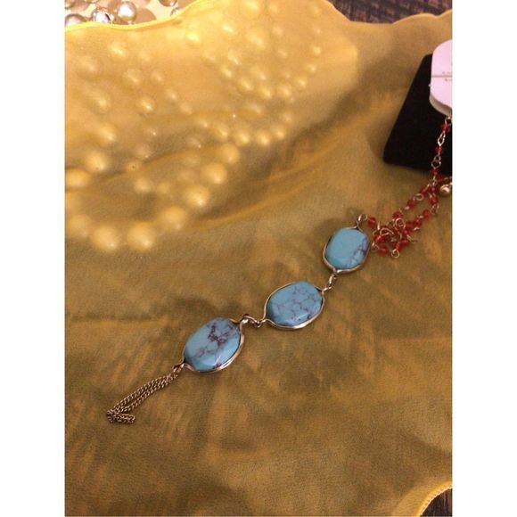 OO Fashion Leader Jewelry Nwt Turquoise Accent Beaded Gold Ankle